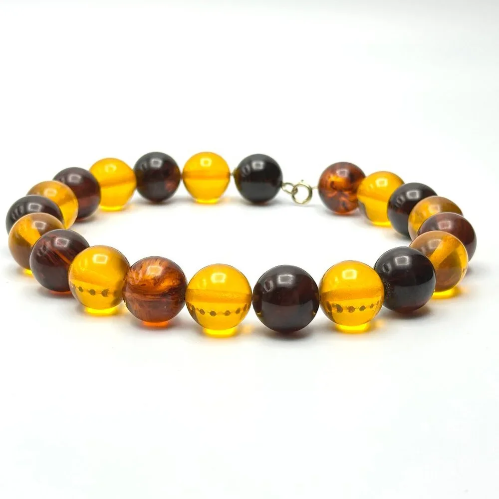 Vintage 1930s Bakelite Choker — Root Beer & Apple Juice Beads  — Authentic – EUC - Picture 8 of 10